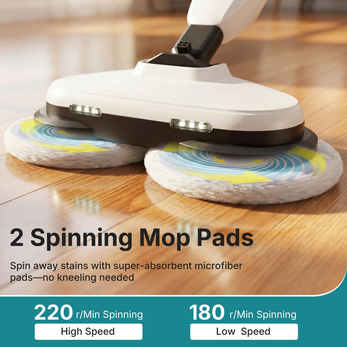 Steam Mop with Rotating Pads and 4 Cleaning Modes T246694