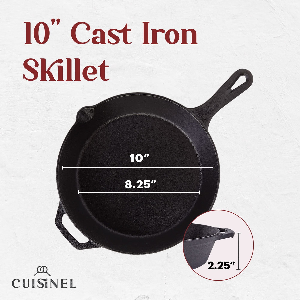 10 Inch Pre-Seasoned Cast Iron Skillet with Lid C3888