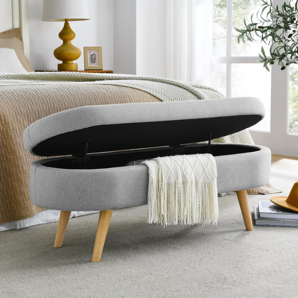 Oval Storage Bench with Rubber Wood Legs S773