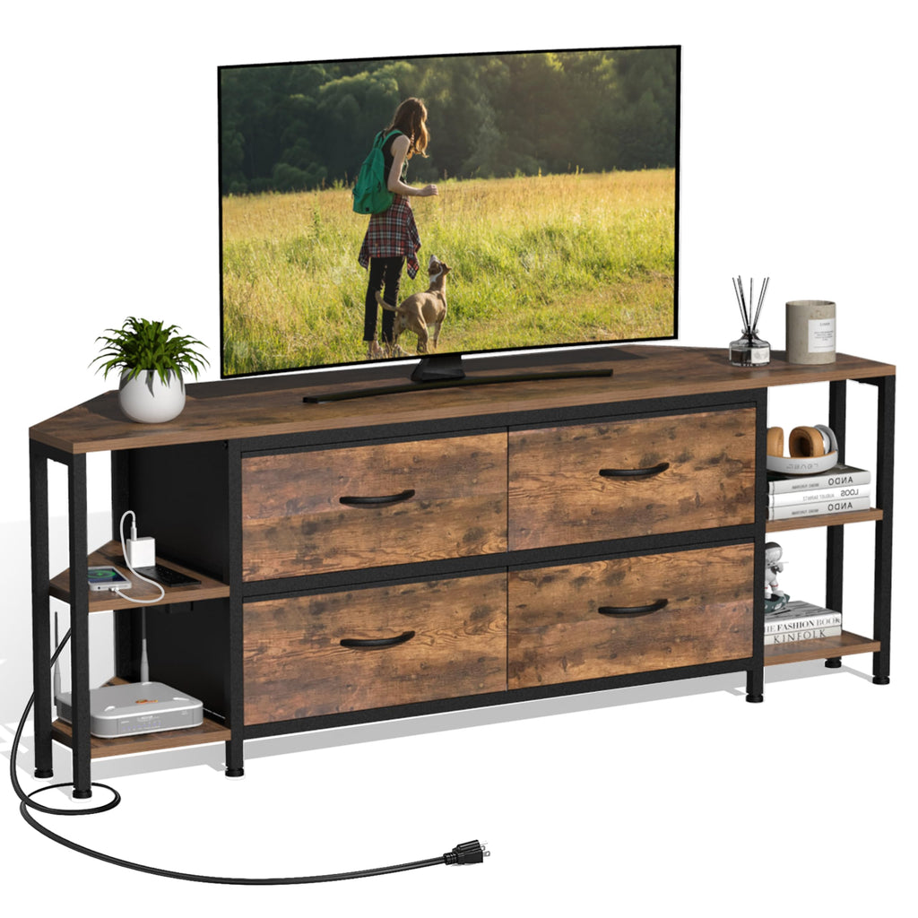 Brown Corner TV Stand with Drawer V2398