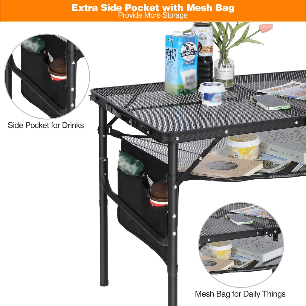 36x24 Aluminum Folding Grill Table with Adjustable Height Legs E599177