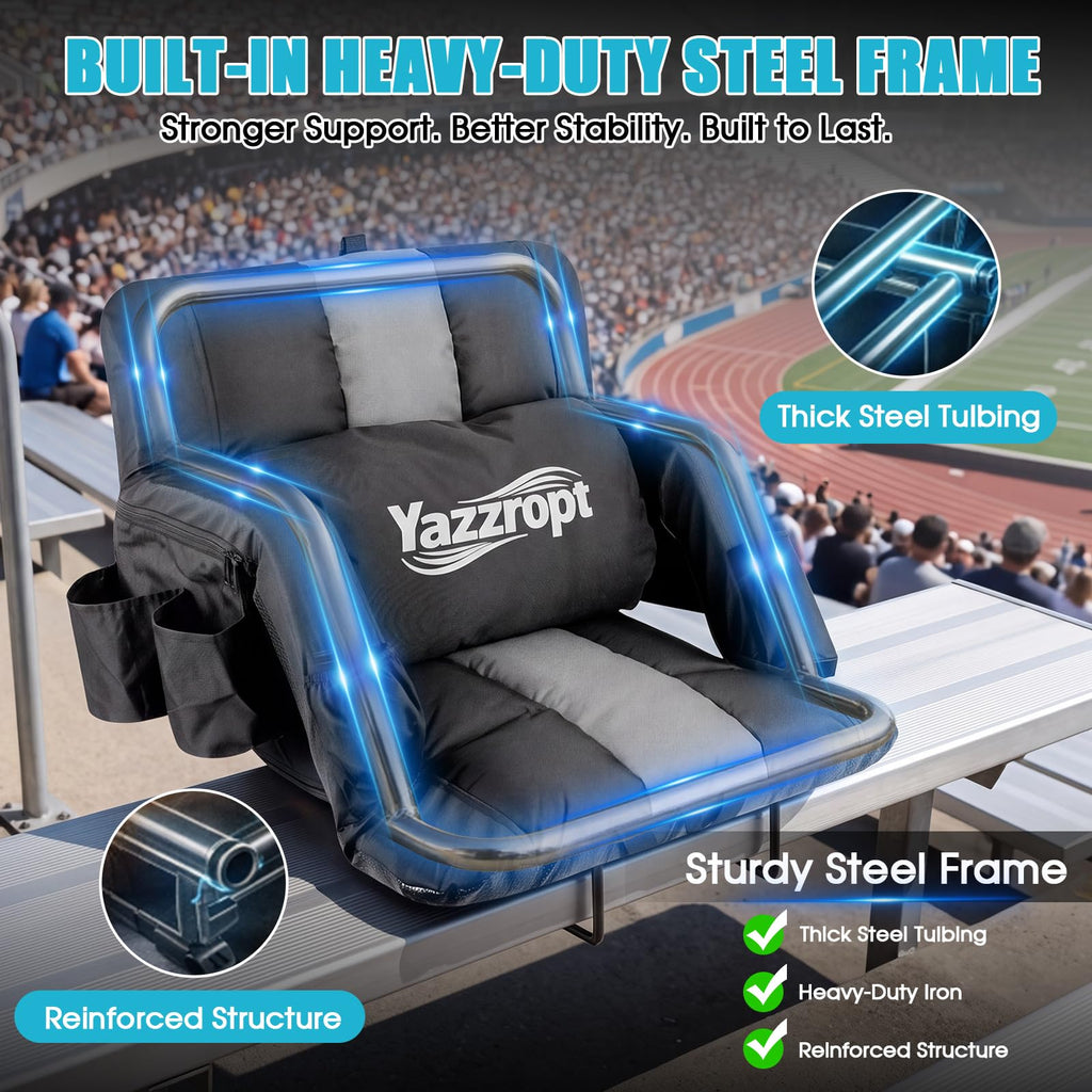Wide Padded Stadium Seat with Back Support and Cup Holder C994