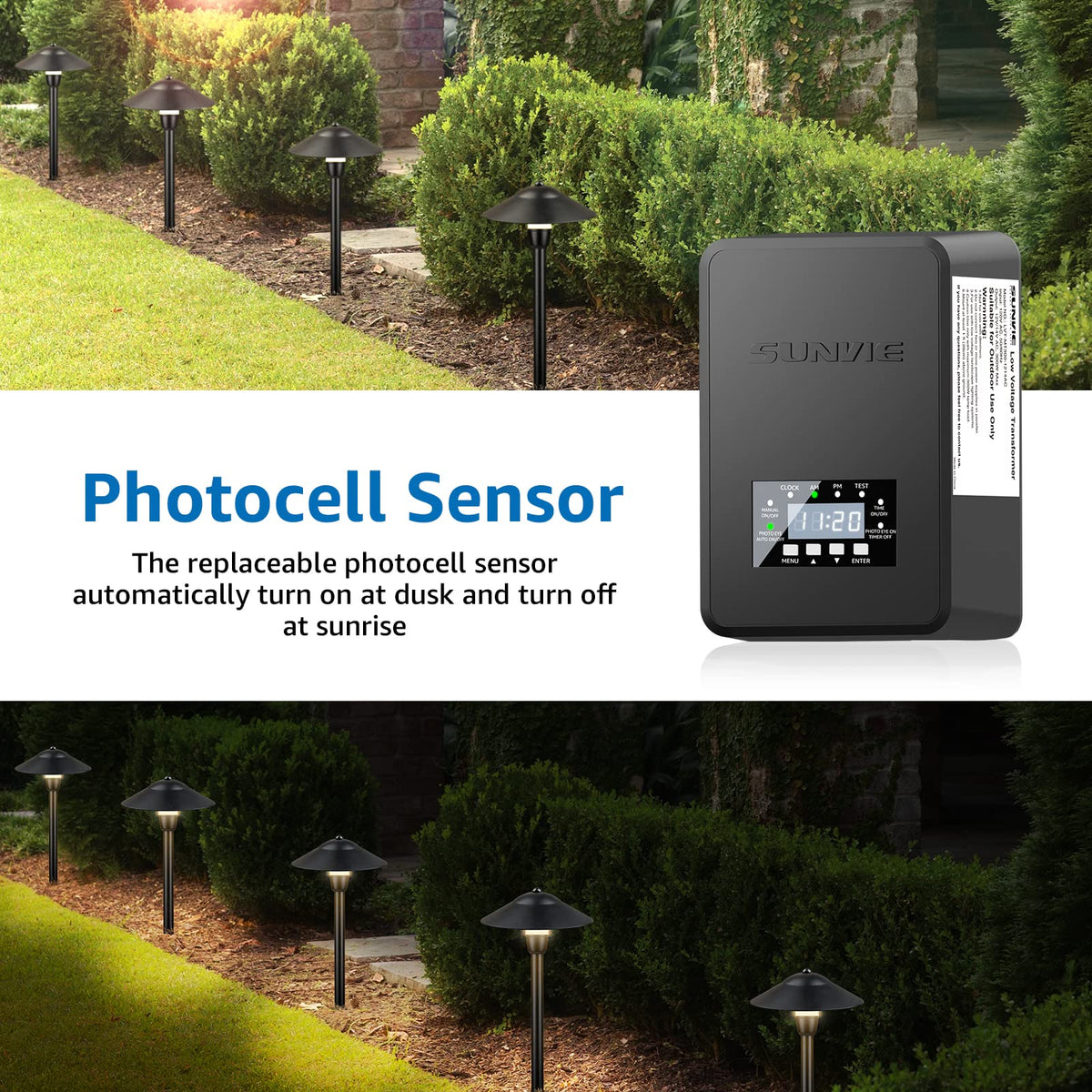 200W Landscape Lighting Transformer with Timer and Photocell Sensor Q179