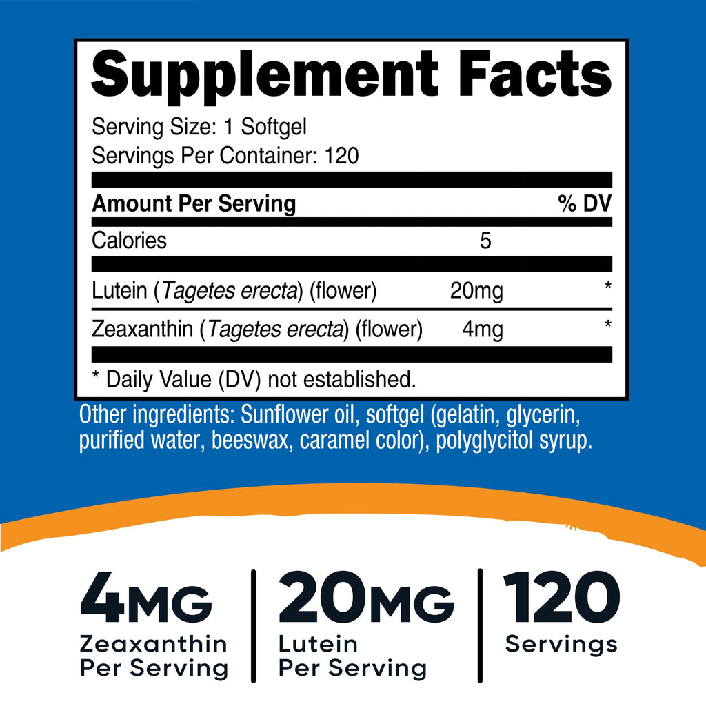 Zeaxanthin with Lutein 20mg 120 Softgels H107614