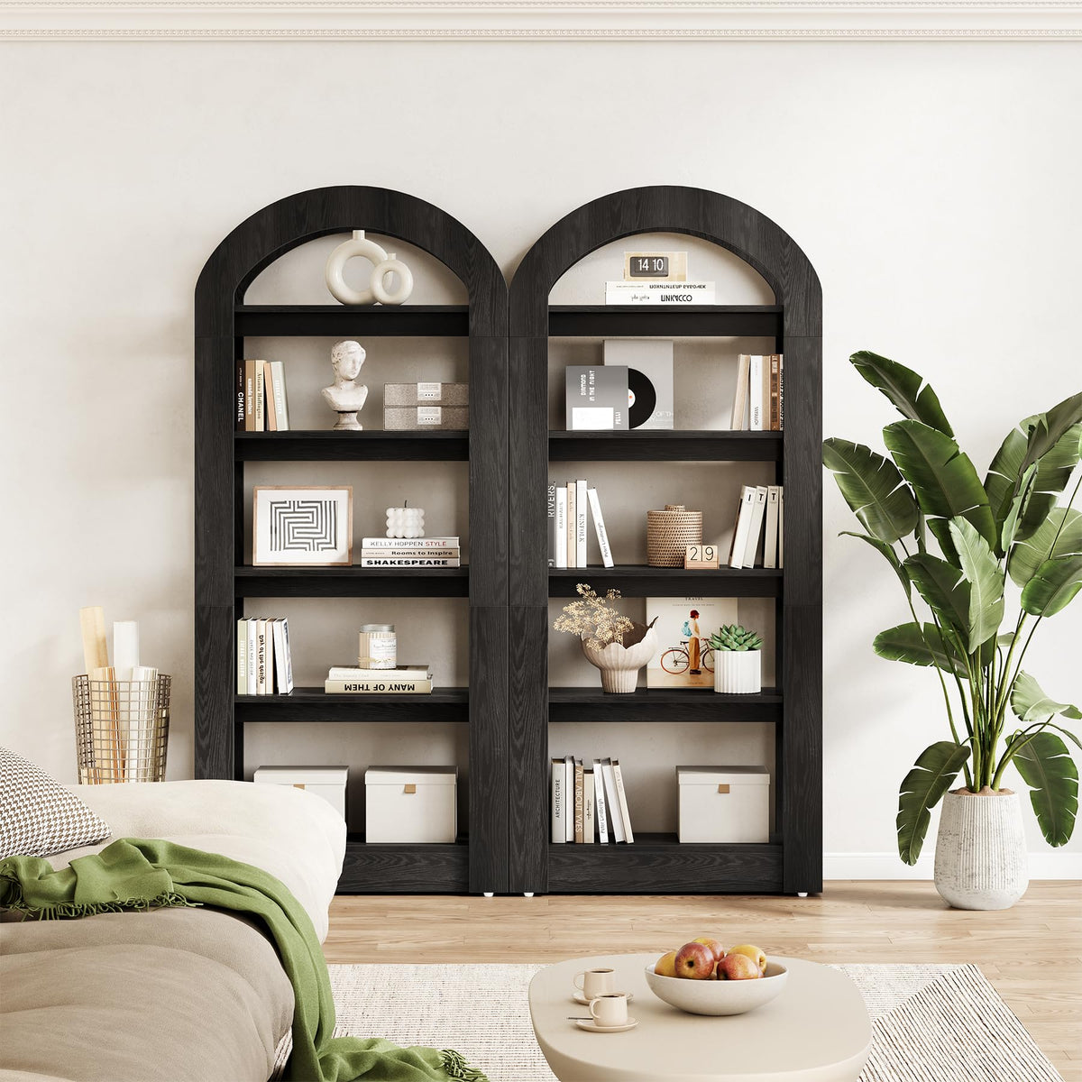 5-Tier Arch-Shaped Wooden Bookshelf M8099