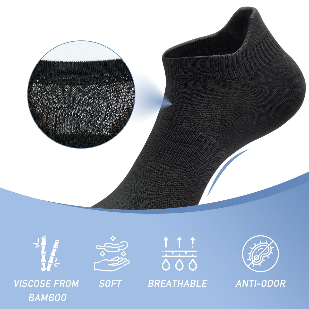 Viscose Bamboo Low Cut No Show Socks 5 Pairs V878761