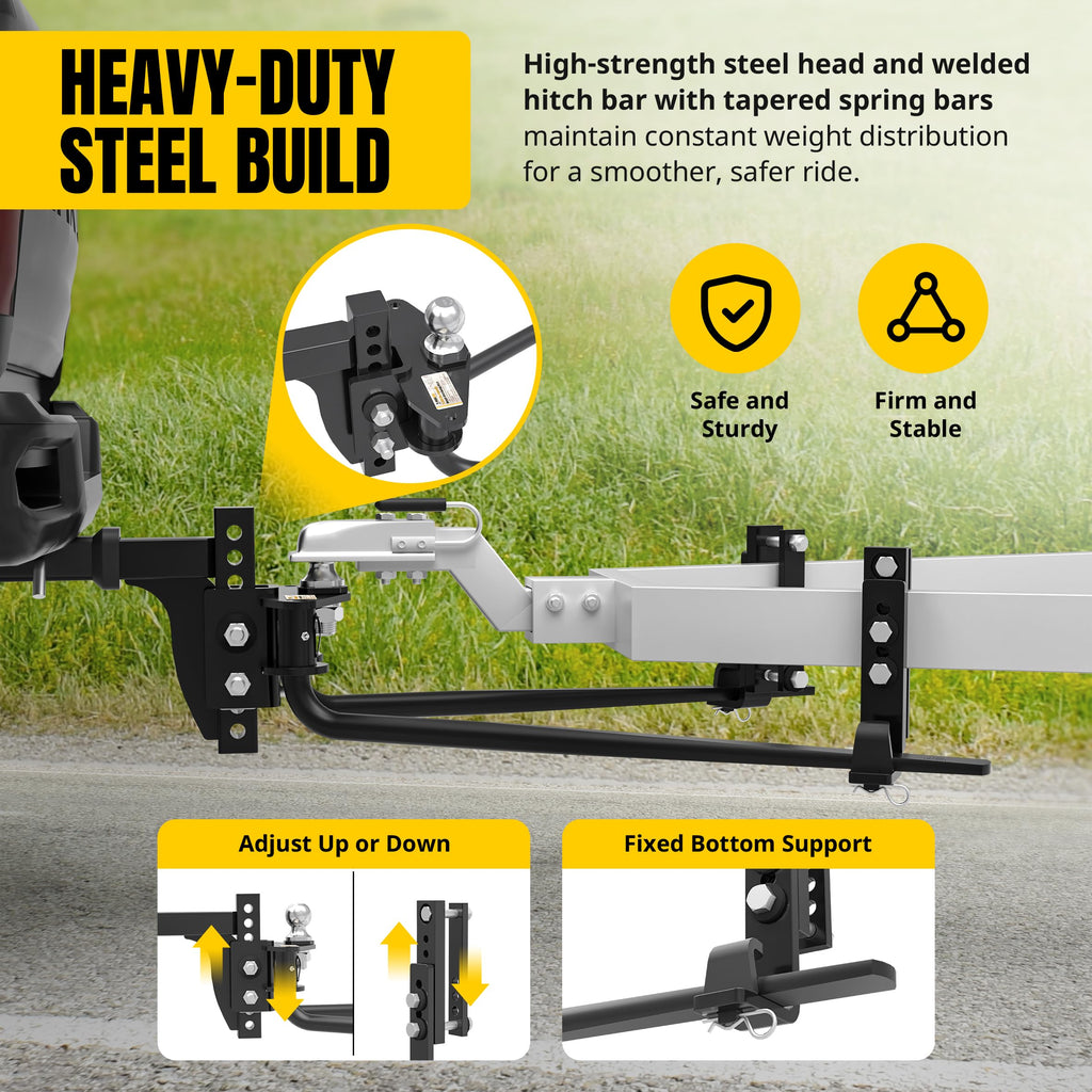 Weight Distribution Hitch with Sway Control Kit, 11,500 lb Capacity, Black Q81223