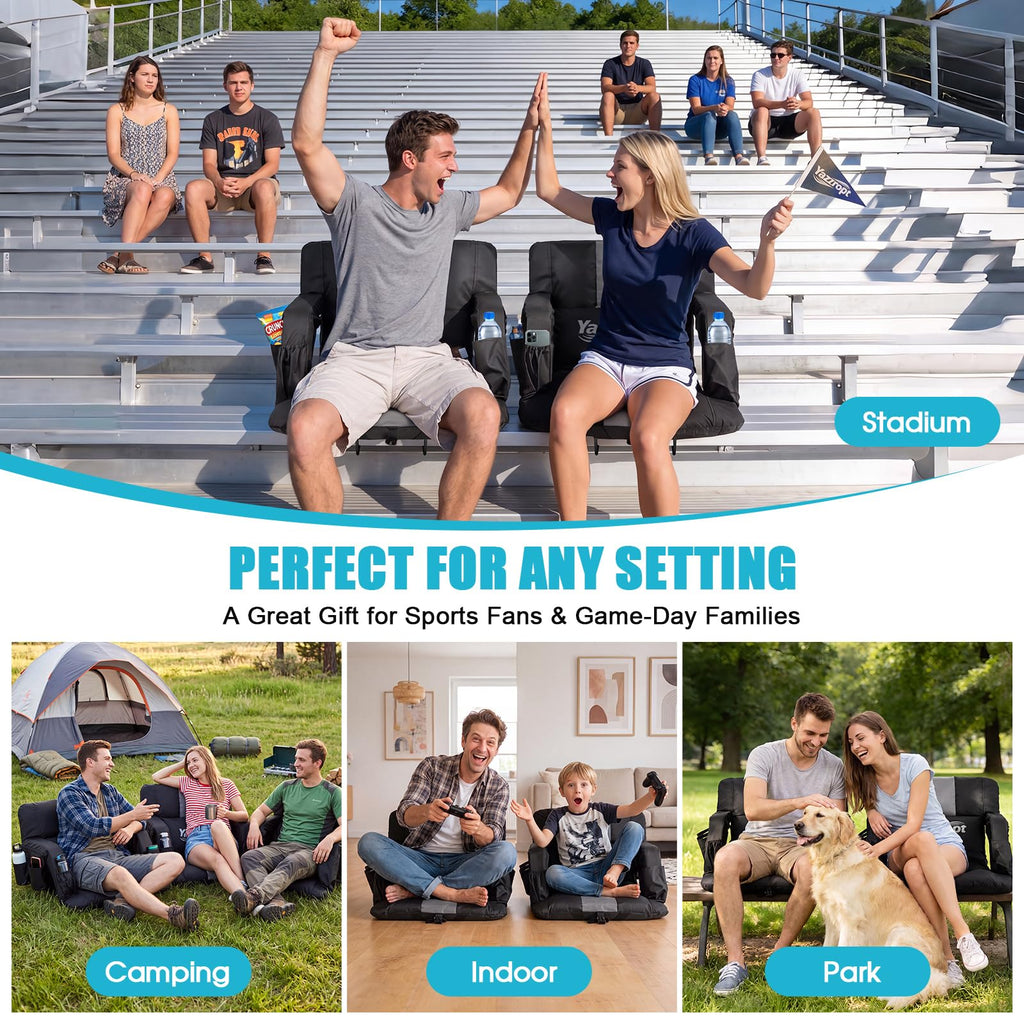 Wide Padded Stadium Seat with Back Support and Cup Holder C994