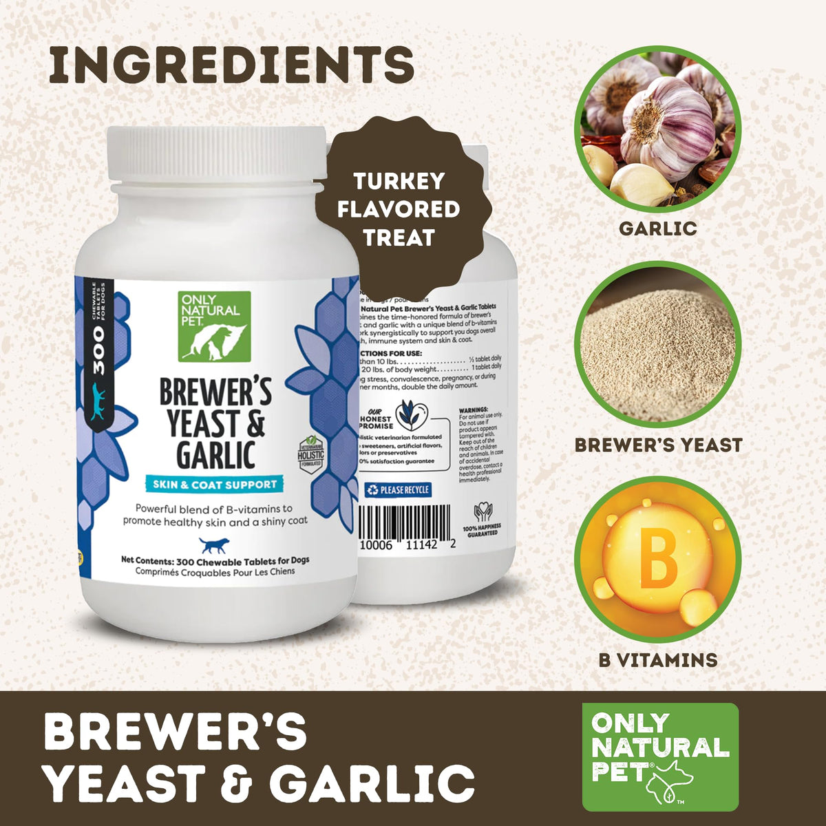 Brewer's Yeast & Garlic Chewables 300 Count Tablet 3 Pack L44740