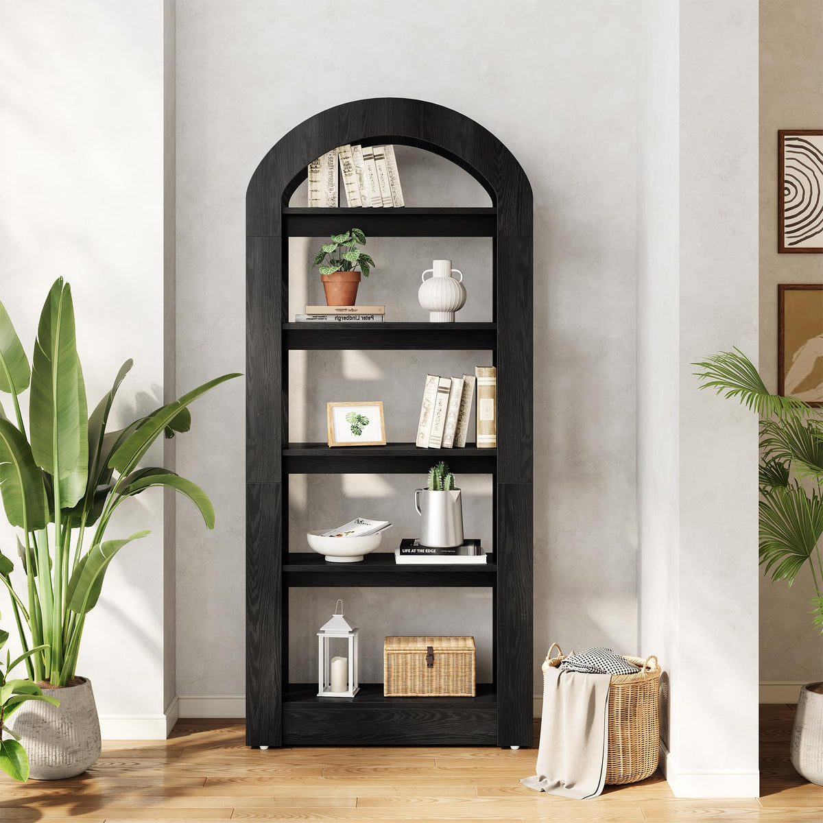 5-Tier Arch-Shaped Wooden Bookshelf M8099