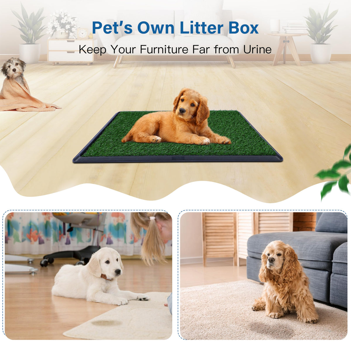 Artificial Dog Grass Pad with Tray 16x20 inches A370