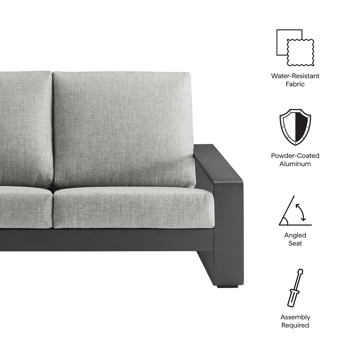 Light Gray Aluminum Outdoor Loveseat with Removable Cushions N4369