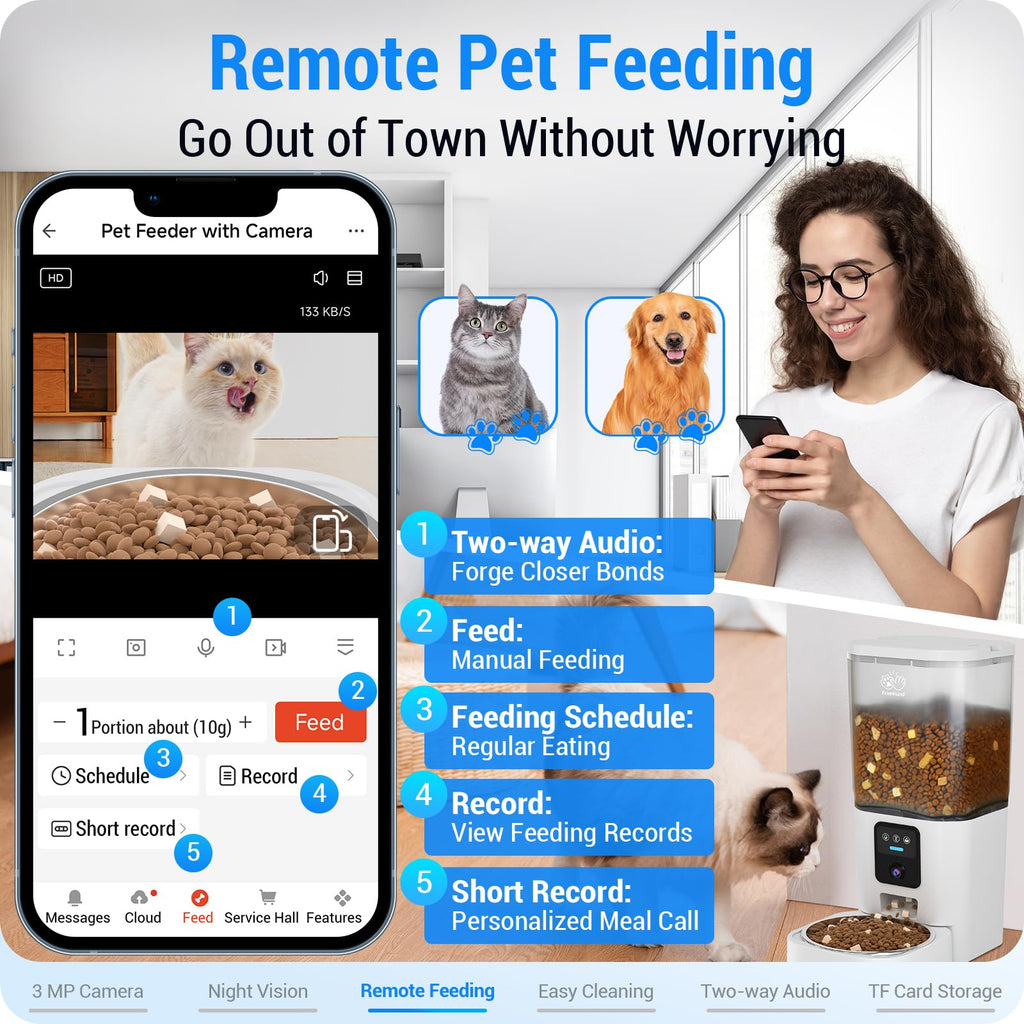 Automatic Cat Feeder with 2K Camera 5G WiFi 7L Z59417