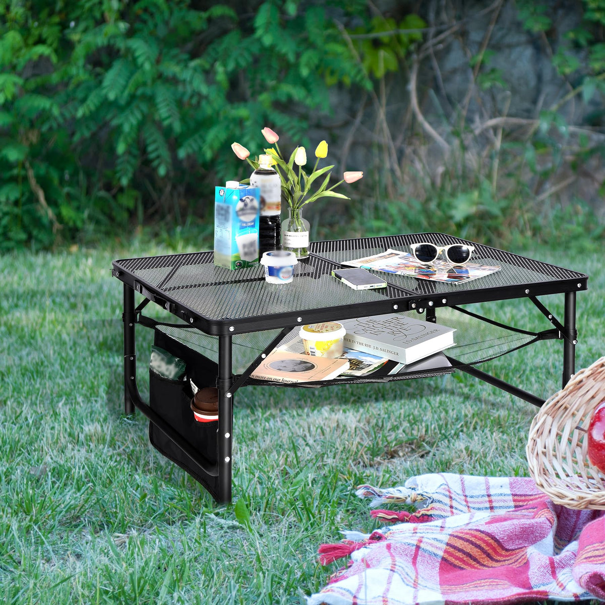 36x24 Aluminum Folding Grill Table with Adjustable Height Legs E599177
