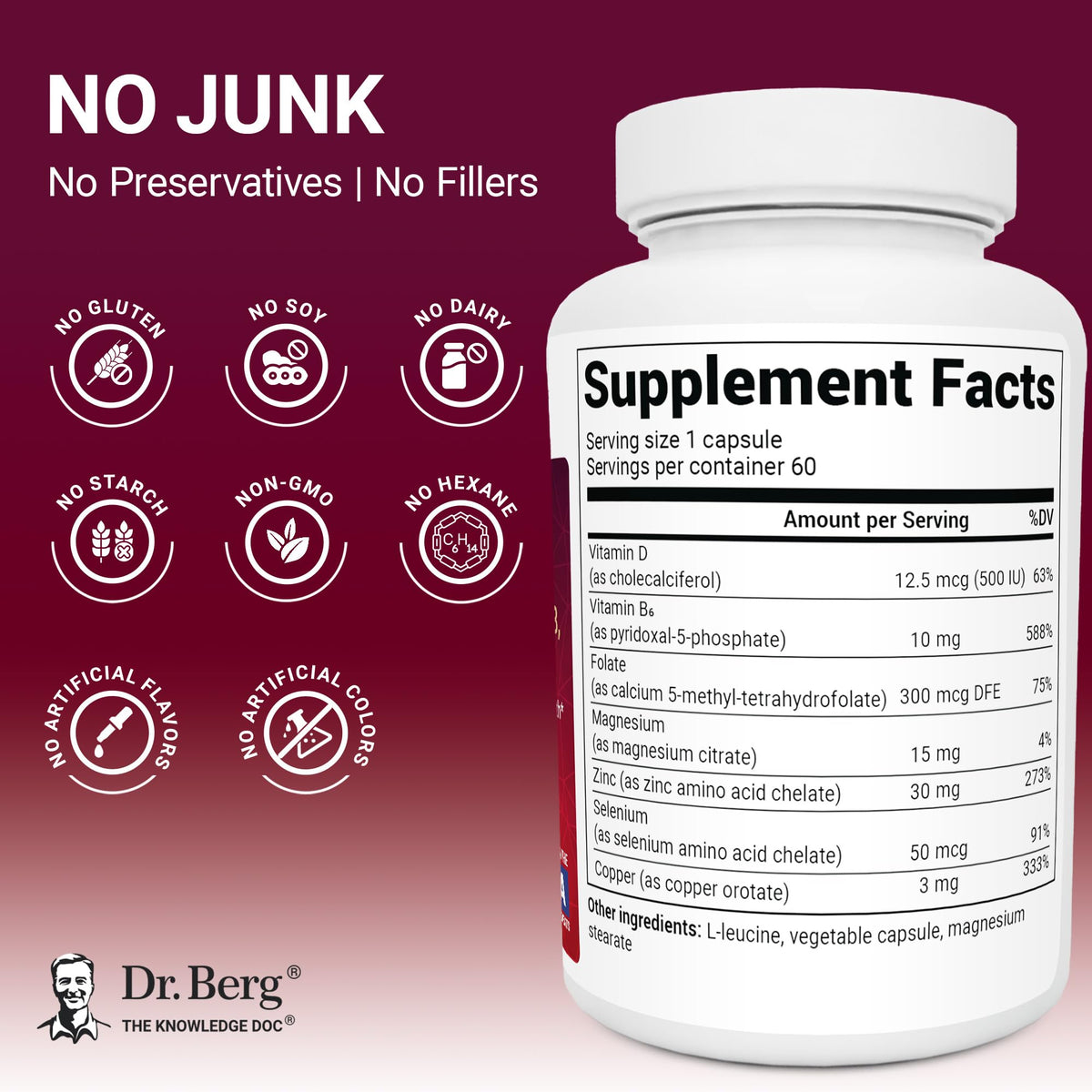 Zinc 30 mg 60 Capsules Chelated with Vitamin D & Selenium R295