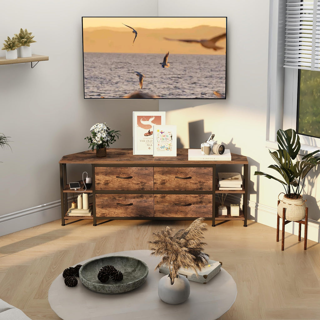 Brown Corner TV Stand with Drawer V2398