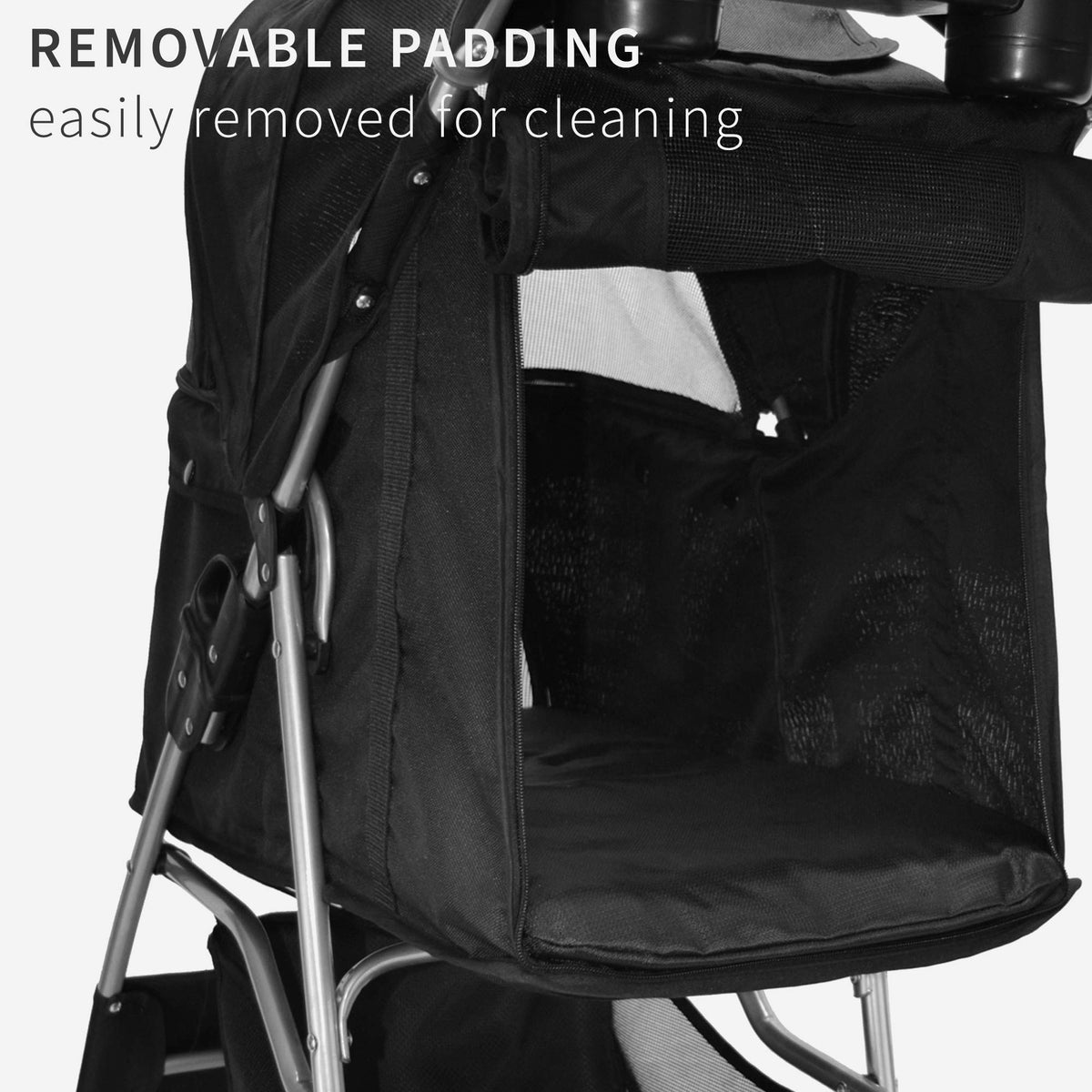 Black 4 Wheel Foldable Pet Stroller A902627