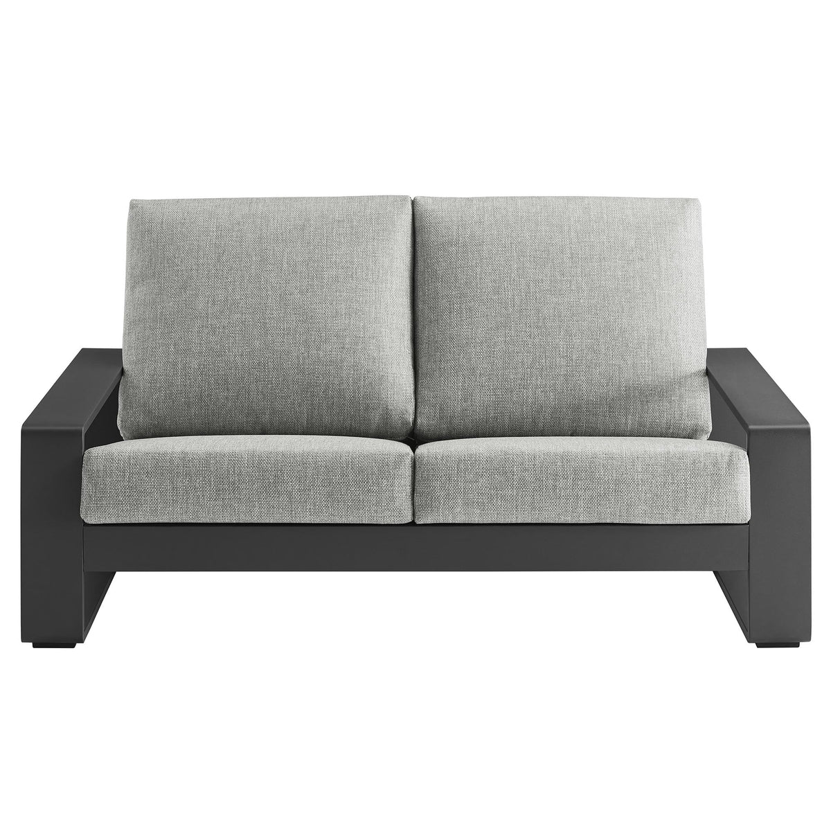 Light Gray Aluminum Outdoor Loveseat with Removable Cushions N4369