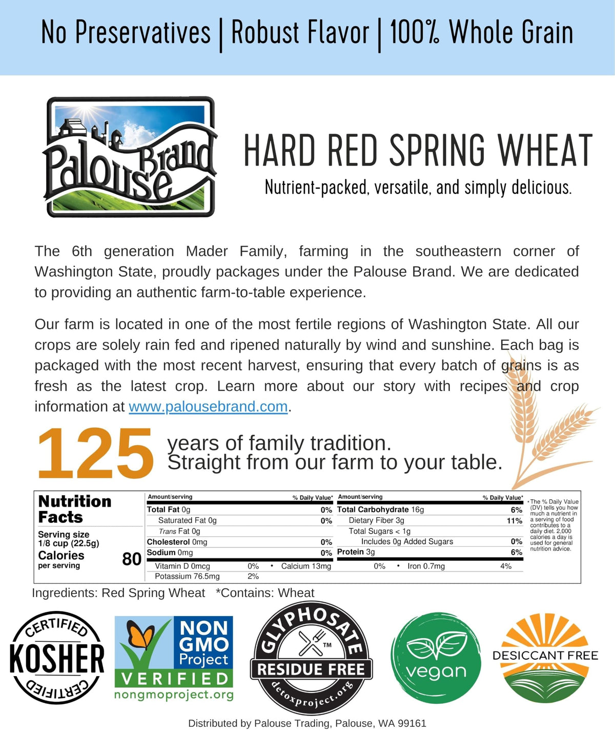 Hard Red Spring Wheat Berries 25 LBS Bag W995