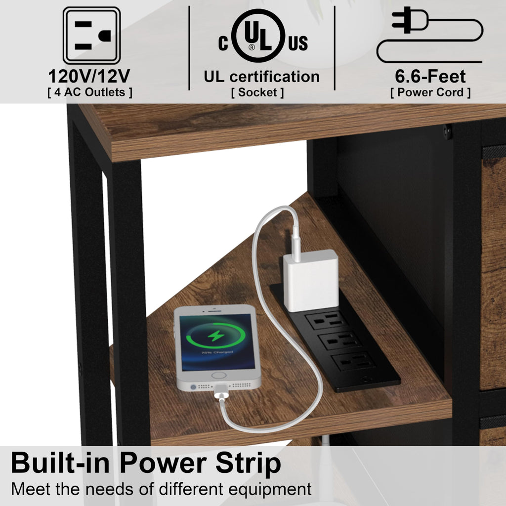 Brown Corner TV Stand with Drawer V2398
