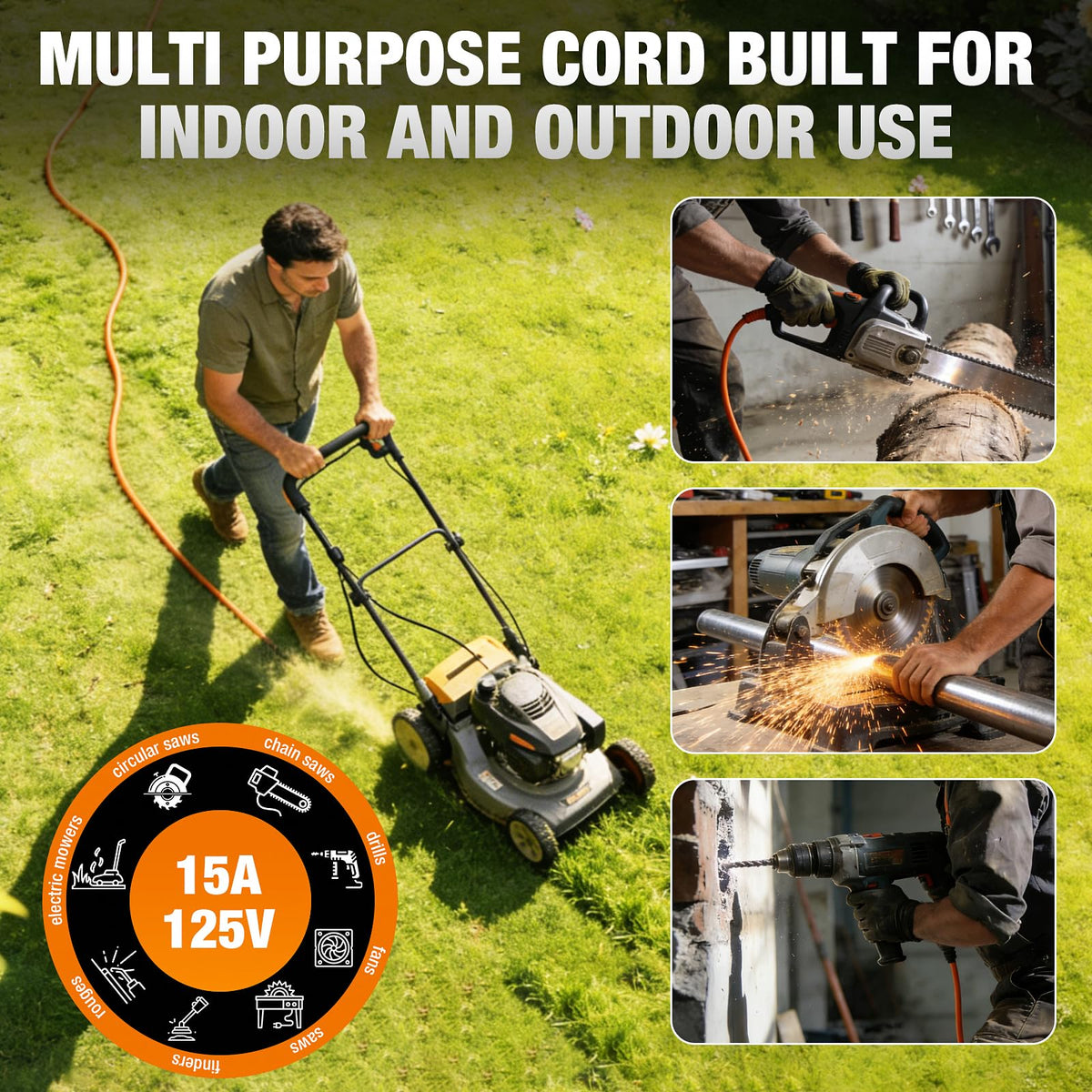 100 FT Heavy Duty Waterproof Outdoor Extension Cord B993