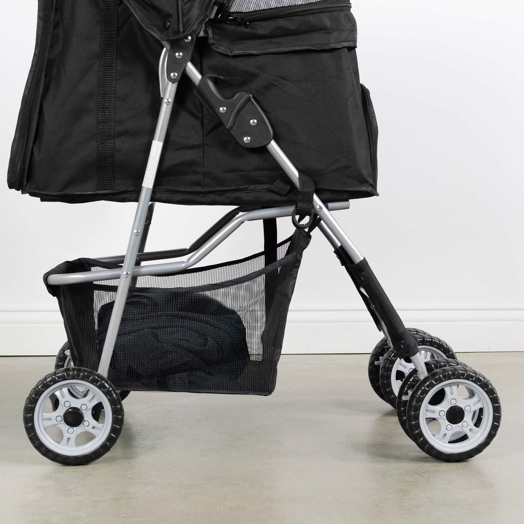 Black 4 Wheel Foldable Pet Stroller A902627