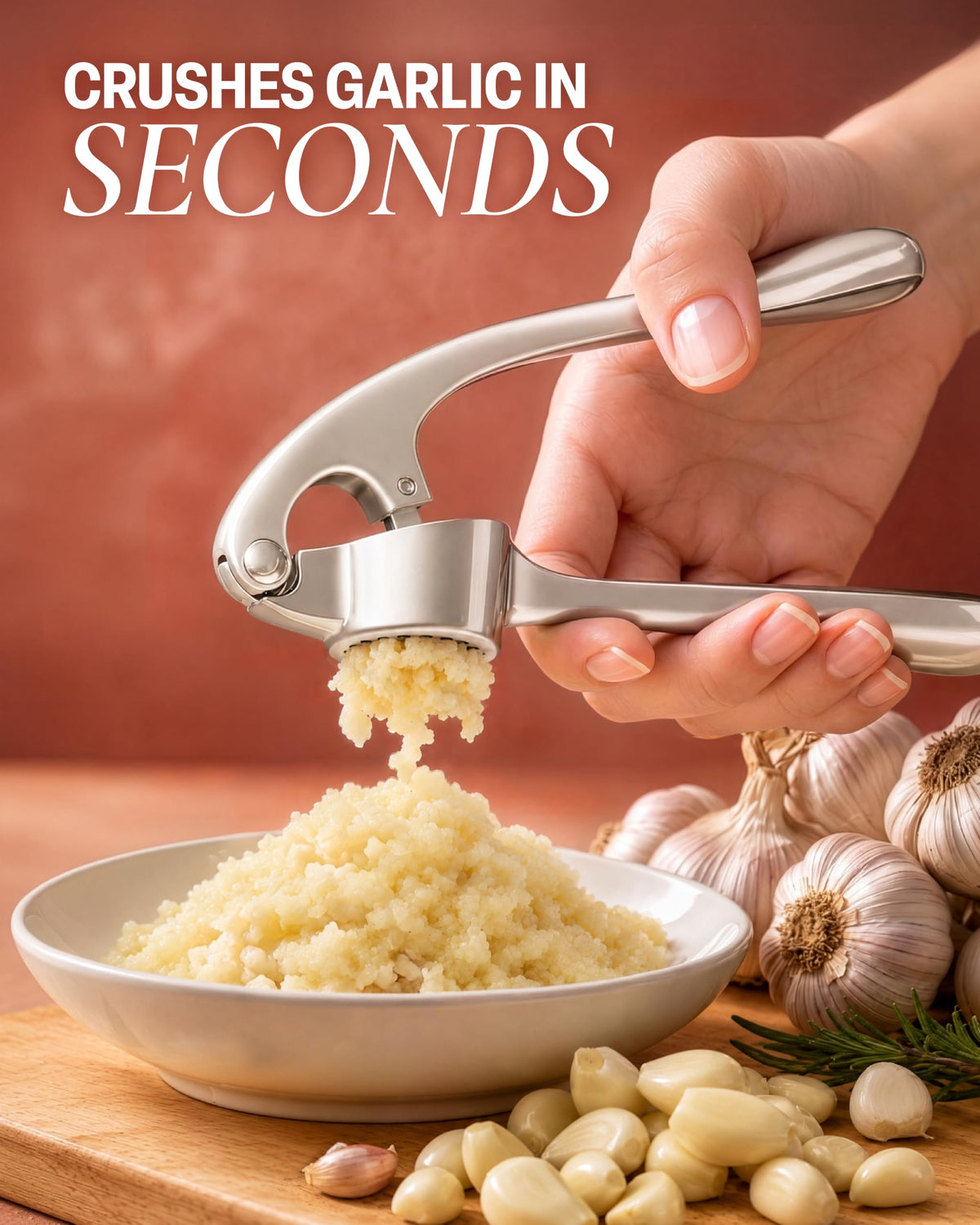 Garlic Press Set with Silicone Peeler & Brush T325