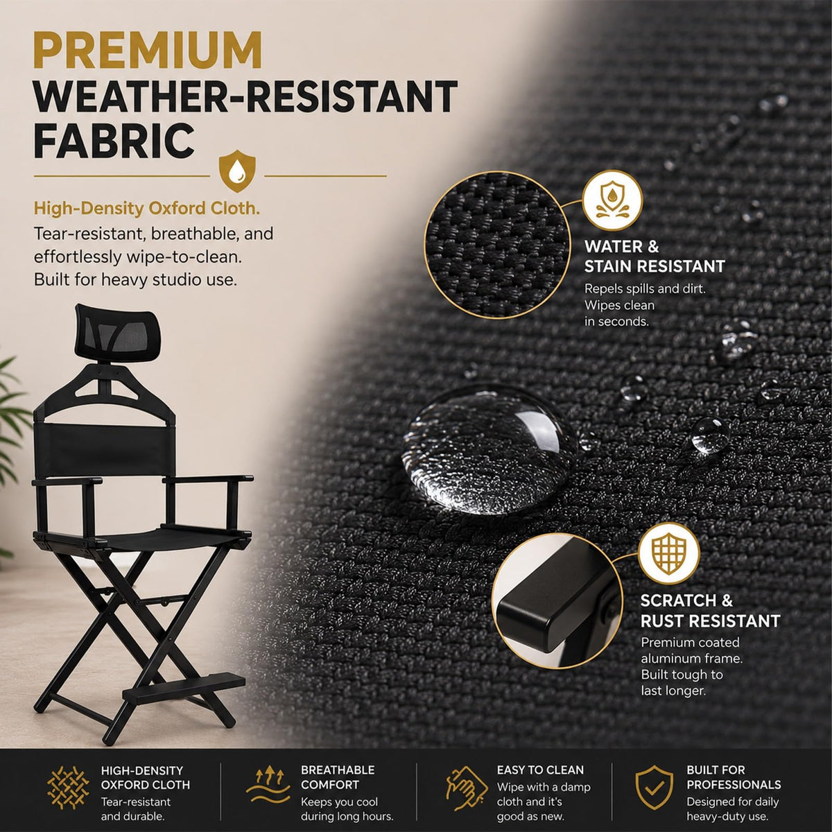Extra Tall Aluminum Foldable Makeup Artist Chair B496