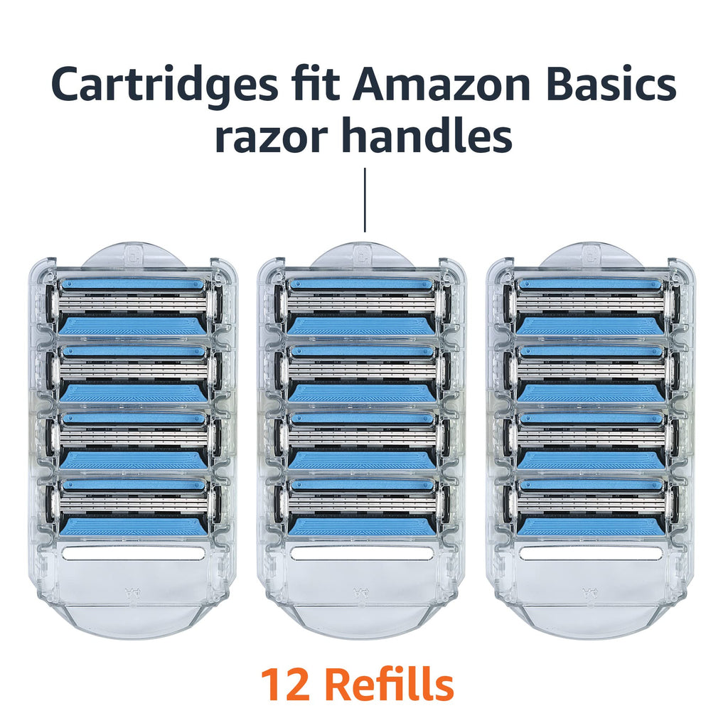 3-Blade Razor Refills with Dual Lubrication, 12 Cartridges O1639