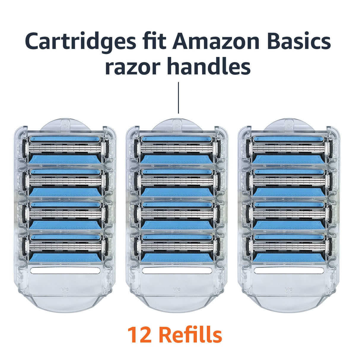 3-Blade Razor Refills with Dual Lubrication, 12 Cartridges O1639