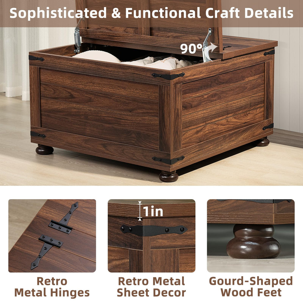 Brown Walnut Coffee Table with Hidden Storage G1002