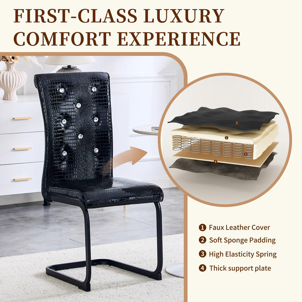 PU Leather Dining Chairs Set of 2 Upholstered High Back B959