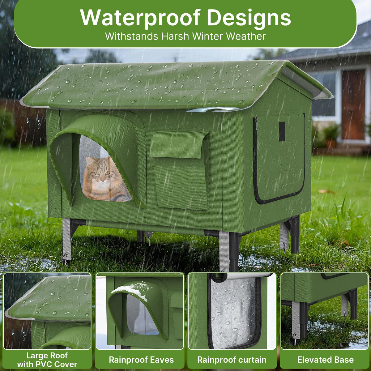 24" Heated Cat House with Escape Door B932