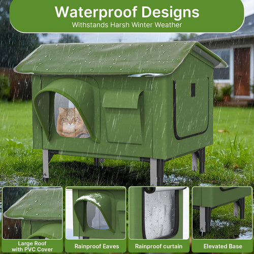 24" Heated Cat House with Escape Door B932