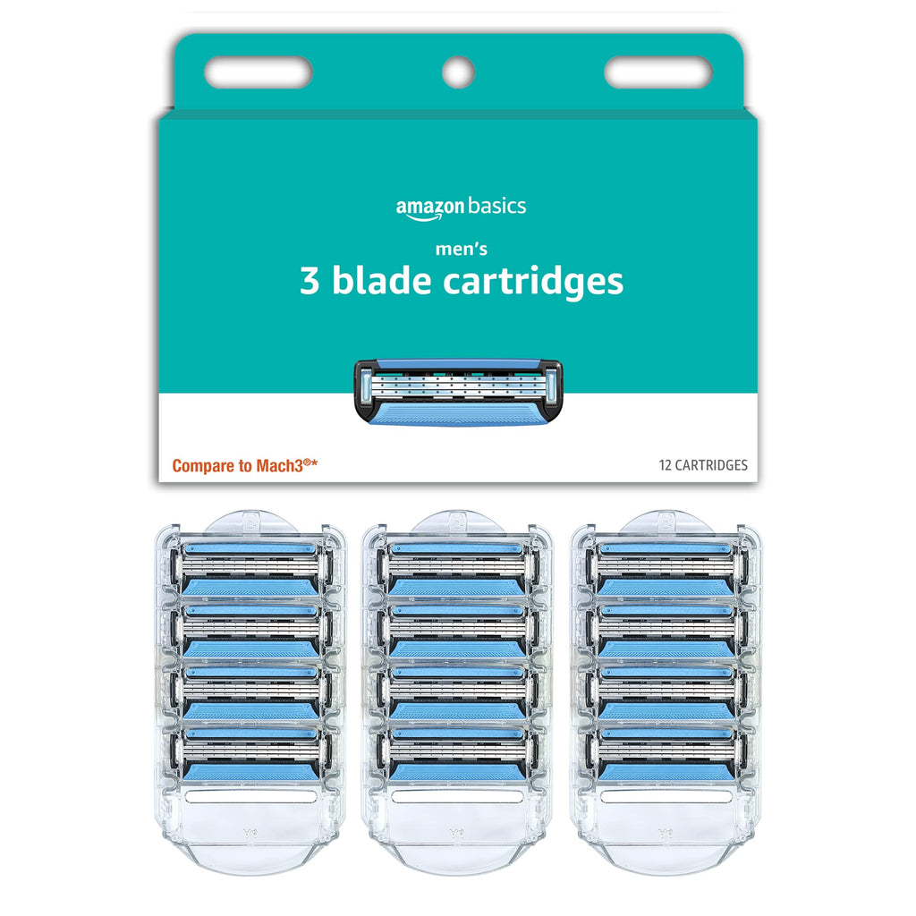 3-Blade Razor Refills with Dual Lubrication, 12 Cartridges O1639