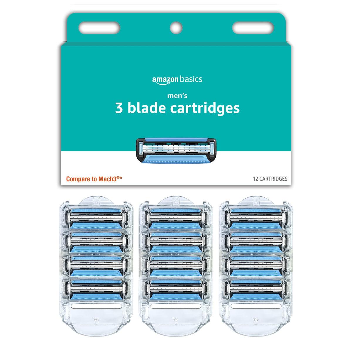 3-Blade Razor Refills with Dual Lubrication, 12 Cartridges O1639