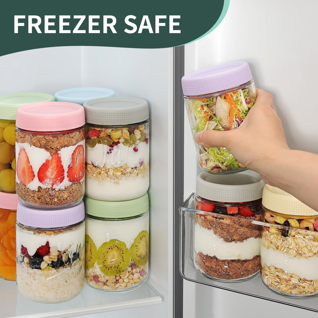 6 Pack 16 oz Glass Containers with Lids L58967