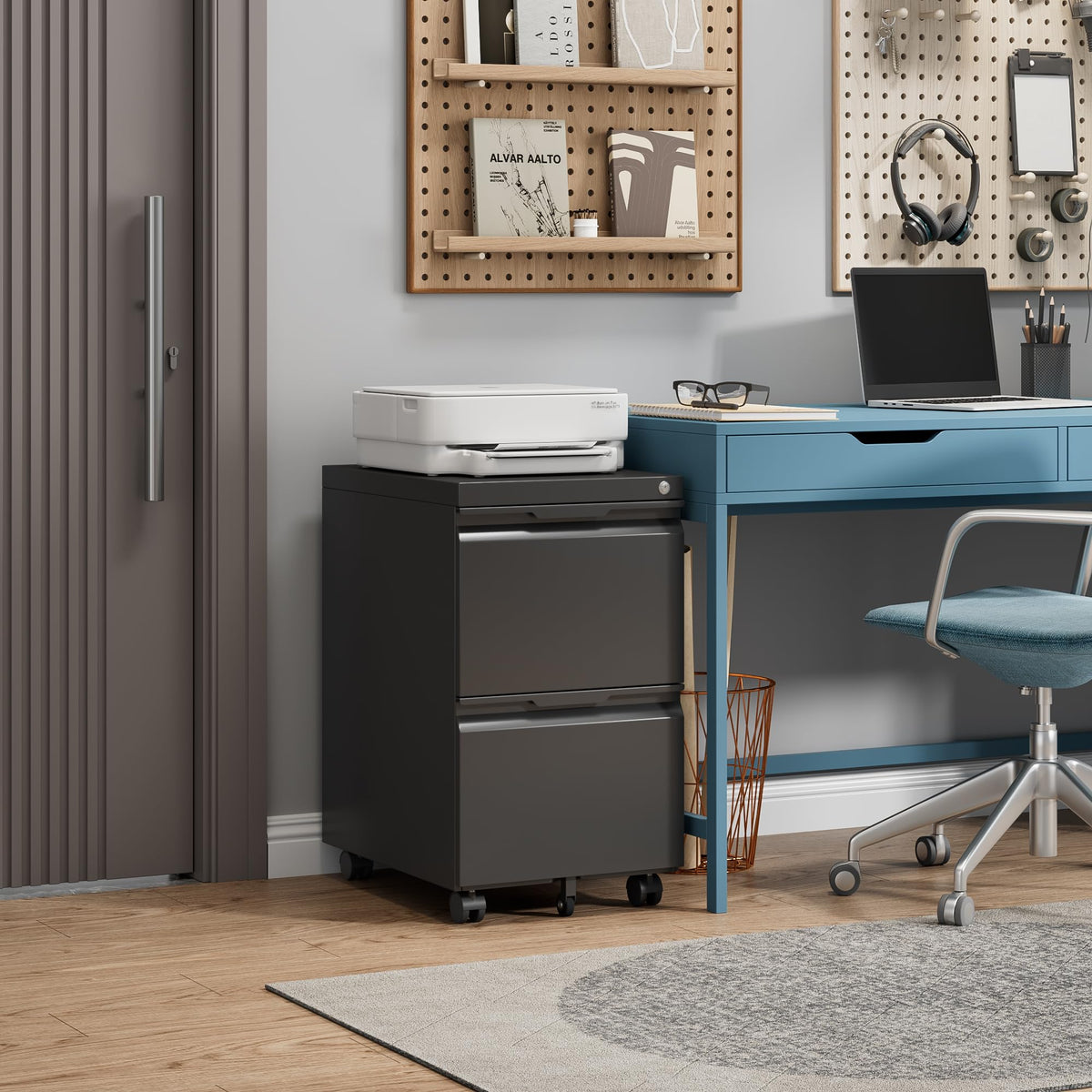 2 Drawer Mobile File Cabinet with Lock H613