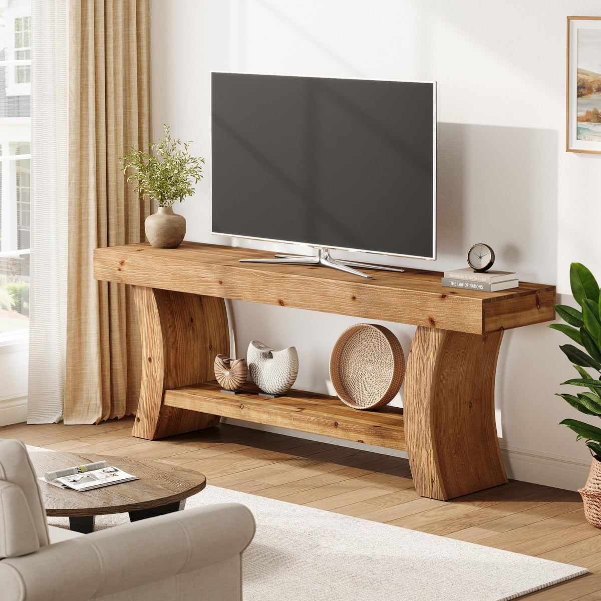 63" Solid Wood TV Stand with Storage C179
