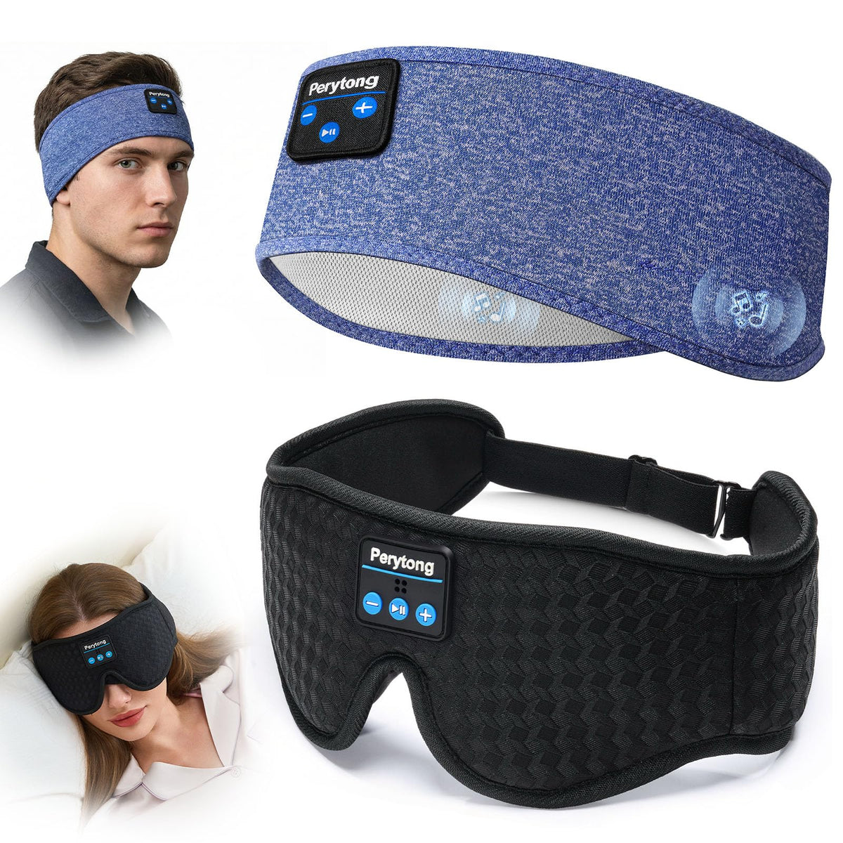 Bluetooth Sleep Mask with Headband Headphones H918