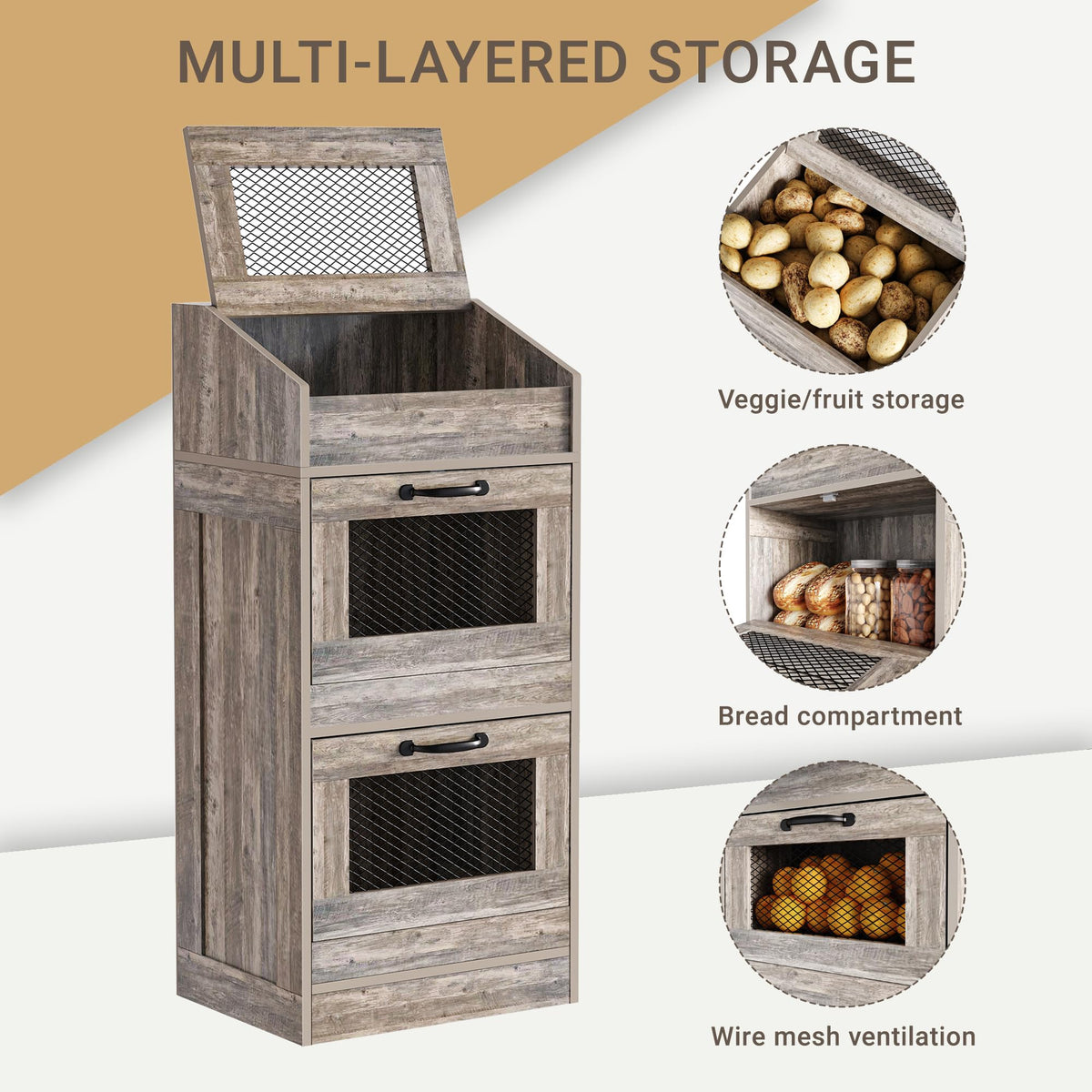 Potato Storage Bin with Lid H6023