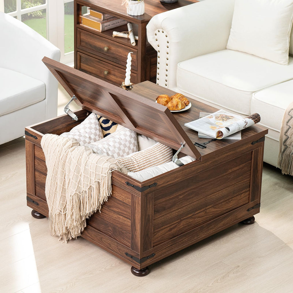 Brown Walnut Coffee Table with Hidden Storage G1002