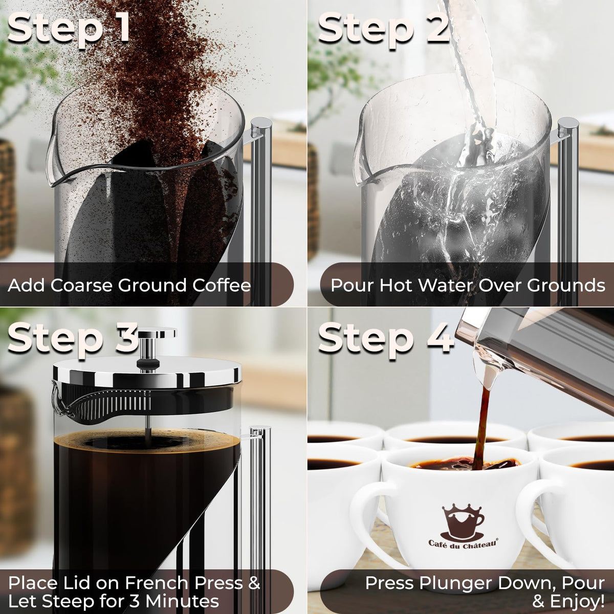 French Press Coffee Maker 34 oz Glass Stainless Steel H938