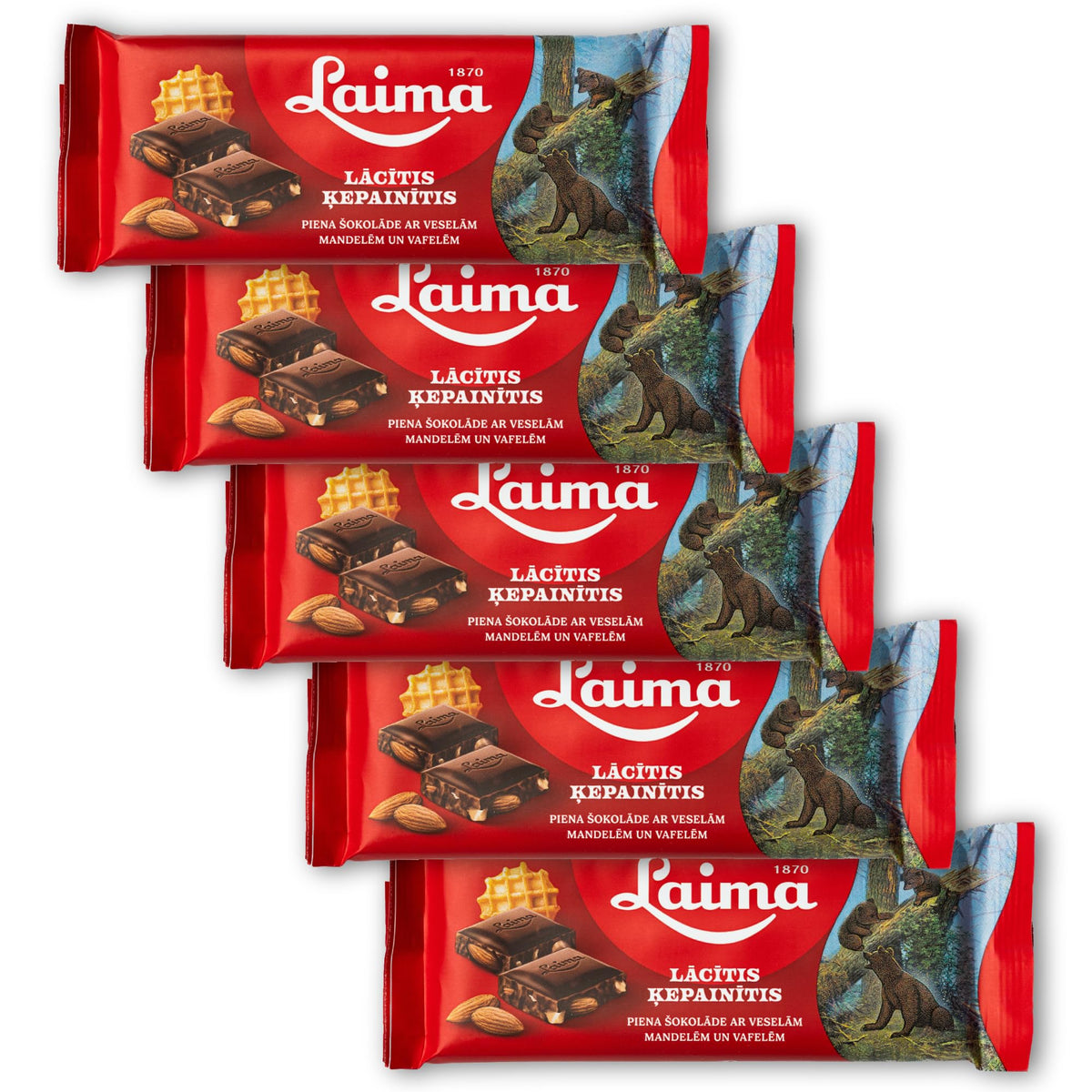 Milk Chocolate with Whole Almonds and Wafers 90g Bars Pack of 5 V403061