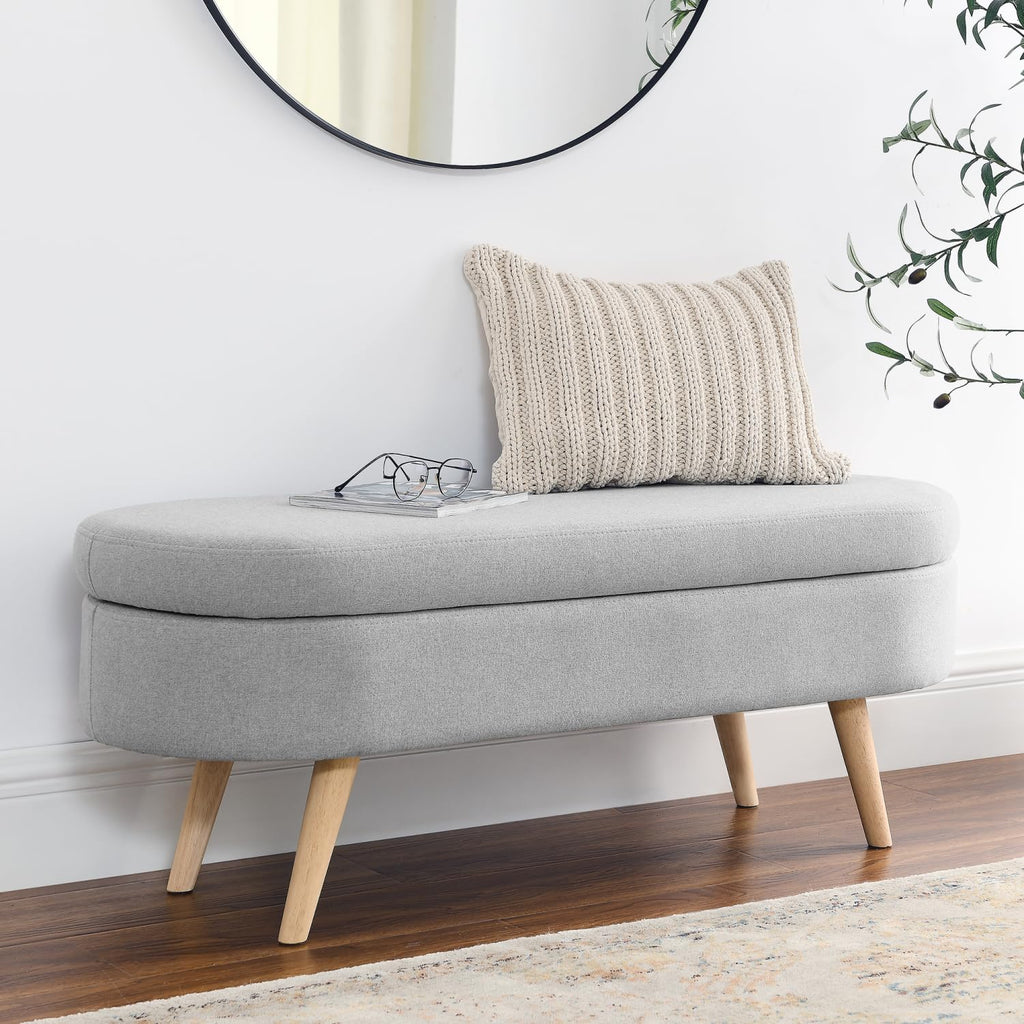 Oval Storage Bench with Rubber Wood Legs S773