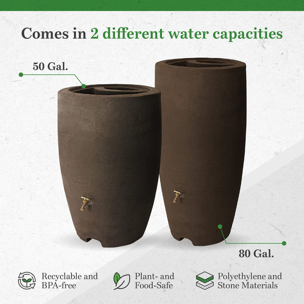 50 Gallon Plastic Rain Barrel with Brass Spigot H215339