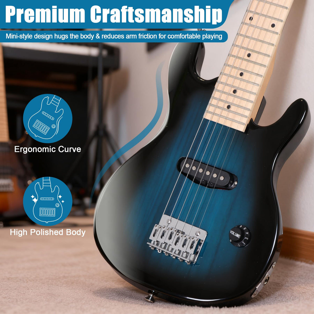 30 Inch Blue Electric Guitar Kit with Amplifier S526477