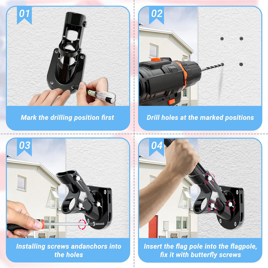 Heavy Duty Aluminum Alloy Wall Mount Flag Pole Holder G4028