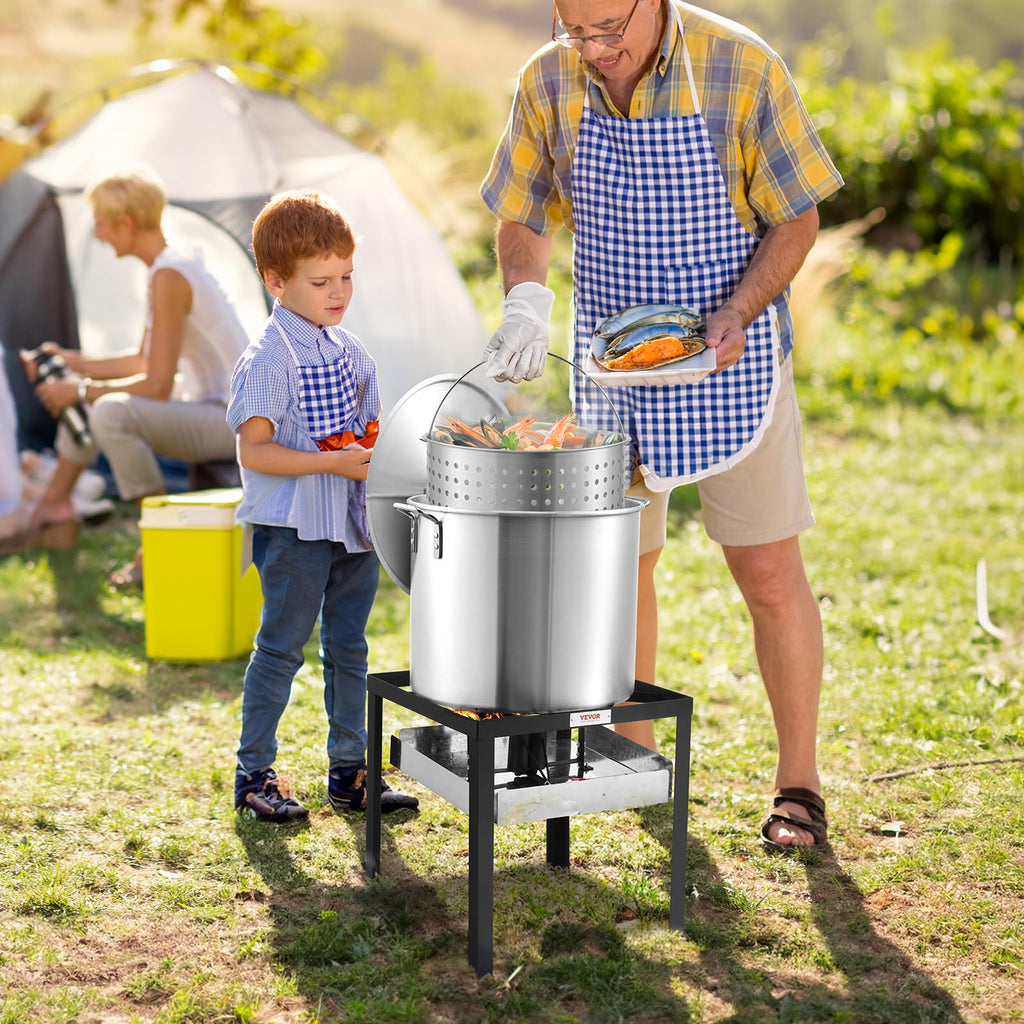 60 Qt Aluminum Seafood Boiling Pot with Strainer and Burner S447262