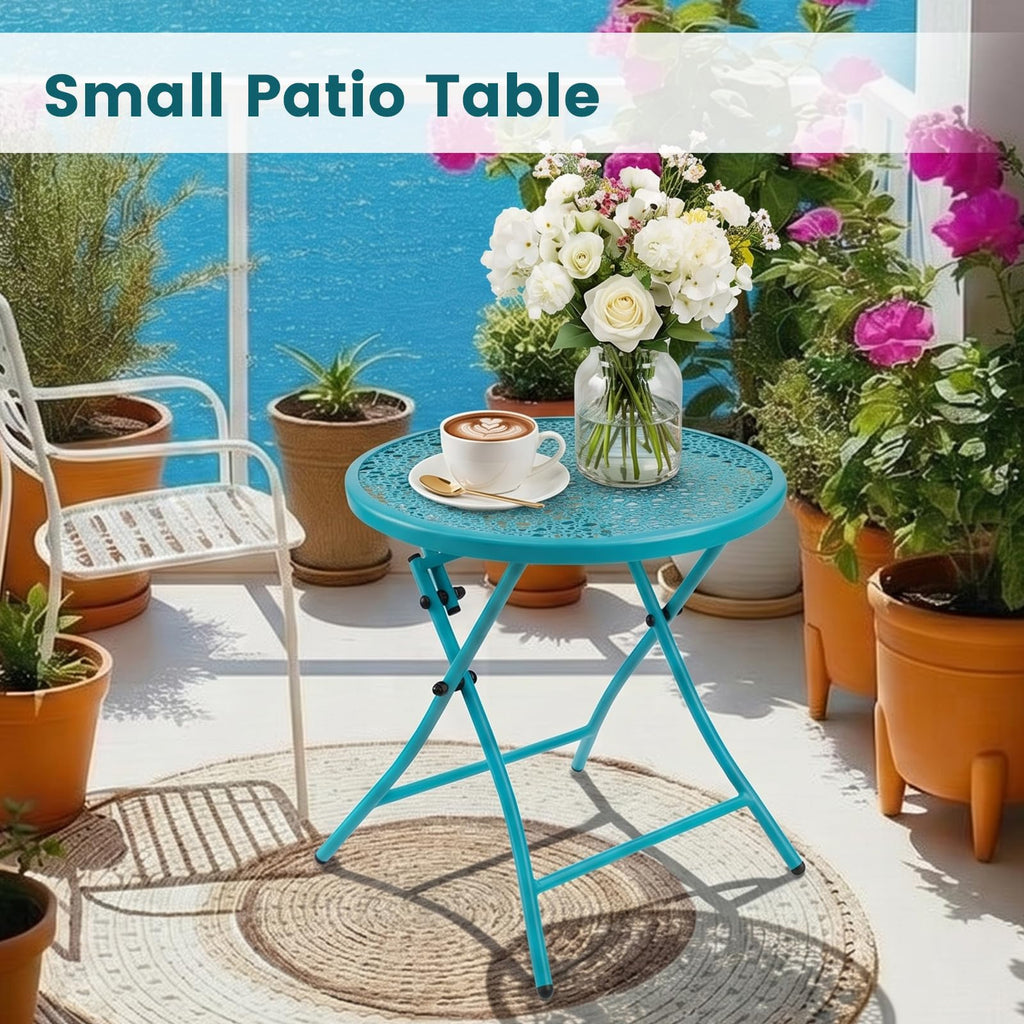 Folding Outdoor Side Table with Cutouts D464